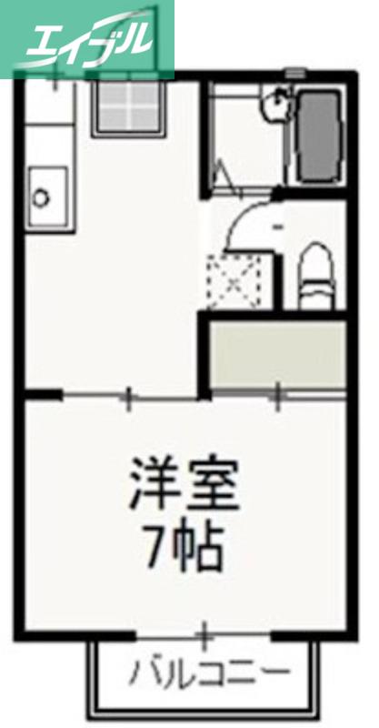 ノース・アヴァロン(1K/2階)の間取り写真