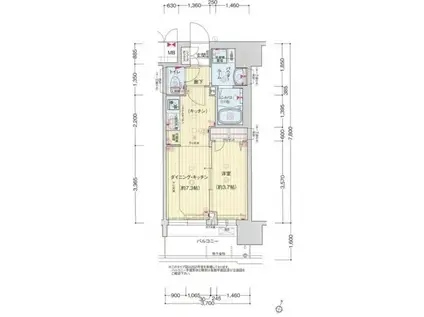 プレサンス塚本ミッドネクスト(1DK/2階)の間取り写真