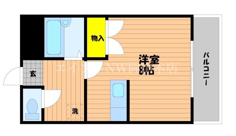 セントフォレスト北長瀬(1K/6階)の間取り写真