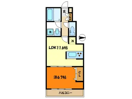 VERDOR(1LDK/1階)の間取り写真