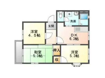 射場コーポJ(3DK/2階)の間取り写真