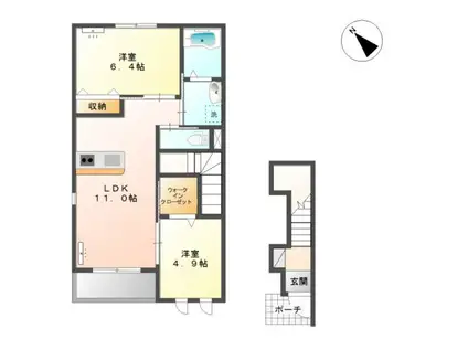 サンライズ(2LDK/2階)の間取り写真