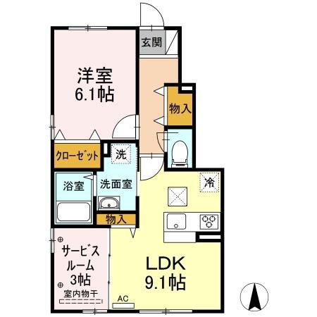セジュール雅 A棟(1SLDK/1階)の間取り写真