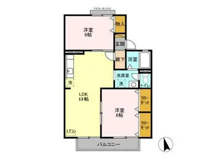 カーサみつわ台D(2LDK/2階)の間取り写真