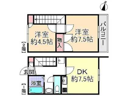 ウィング堺(2DK/1階)の間取り写真