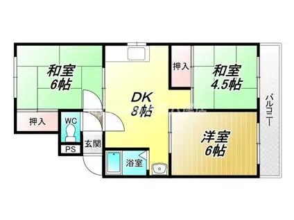弥生マンション(3DK/4階)の間取り写真