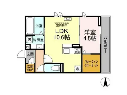 コンフォート椛(1LDK/2階)の間取り写真