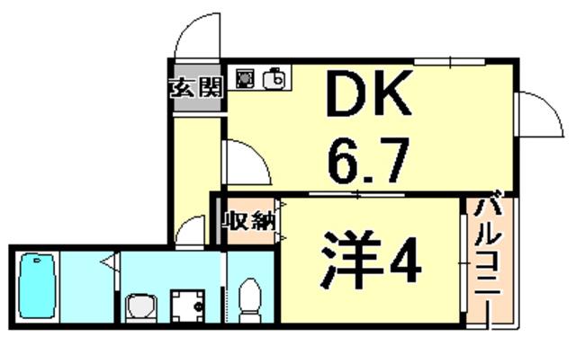 ラ・ポート甲子園口(1DK/1階)の間取り写真