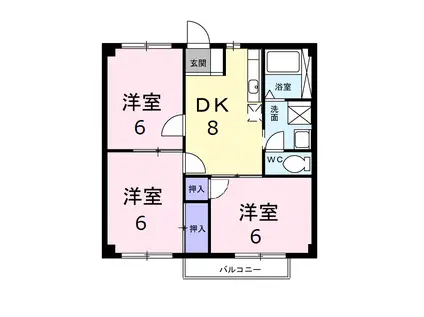 ニューシティ猿田A(3DK/1階)の間取り写真