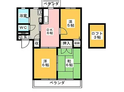 クレールメゾン(3DK/2階)の間取り写真