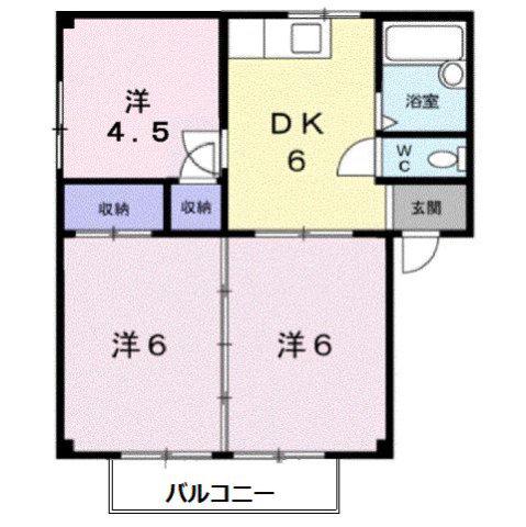 シティハイツ山田C(3DK/2階)の間取り写真