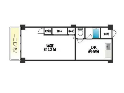 大辰マンション(1DK/5階)の間取り写真