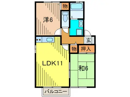 ピ-チ宝塚(2LDK/2階)の間取り写真