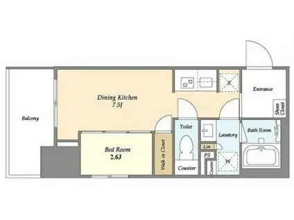 ドゥーエ横濱鶴見(1DK/4階)の間取り写真