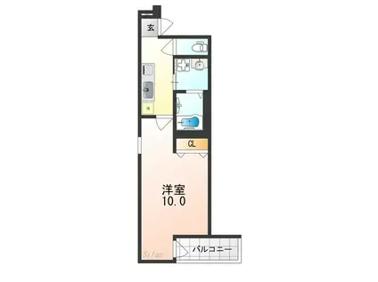 フジパレス上野芝III番館(1K/2階)の間取り写真