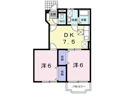 シャト-・ノ-ルI(2DK/1階)の間取り写真