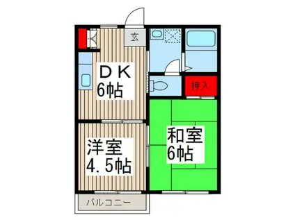 メゾン・キュービック(2DK/1階)の間取り写真