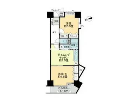 シーサイド片瀬江ノ島(2DK/4階)の間取り写真