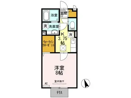 クイント パラッツォ(1K/1階)の間取り写真