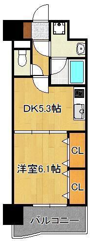 ニューシティアパートメンツ南小倉II(1DK/10階)の間取り写真