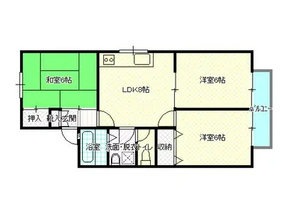 パークハウス田中(3LDK/2階)の間取り写真