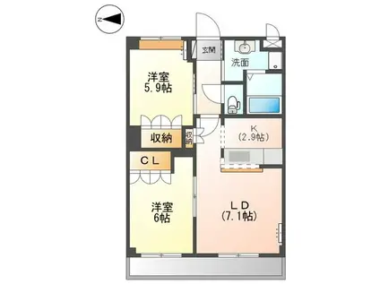 ピアシティ岸上(2LDK/2階)の間取り写真