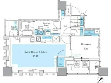 パークアクシス月島マチュアスタイル(1LDK/5階)の間取り写真