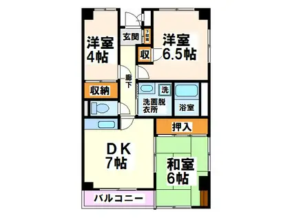 プレステージ府中(3LDK/4階)の間取り写真