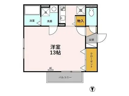 セレッサ花堂B棟(ワンルーム/2階)の間取り写真