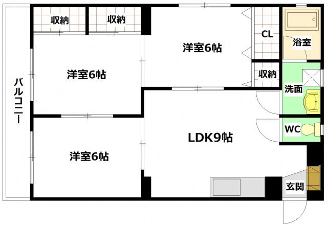コーポタカヤマ(3LDK/1階)の間取り写真