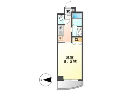 ライジングヴィラ葵(1K/4階)の間取り写真