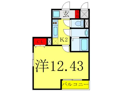 メルディア川口西青木(1K/2階)の間取り写真