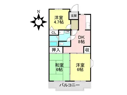 ツイン青山 北館(3DK/4階)の間取り写真