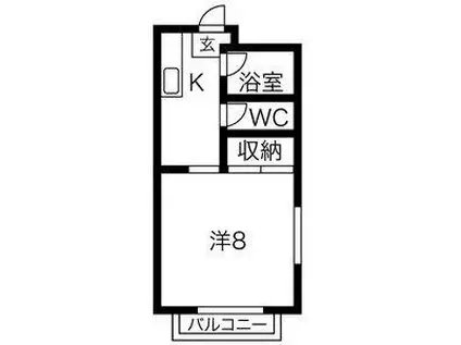 ラフォーレ駒方A(ワンルーム/1階)の間取り写真