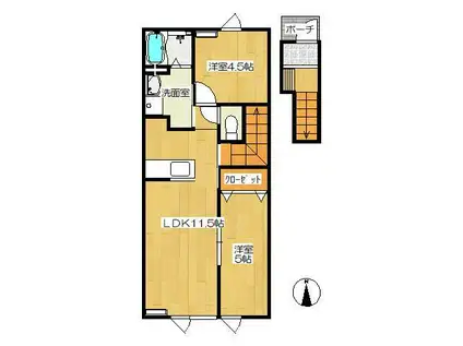 リーファ(2LDK/2階)の間取り写真