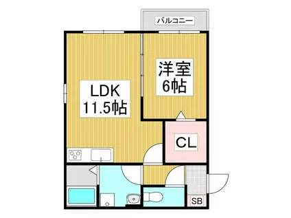 ベルリードマンション島内(1LDK/1階)の間取り写真