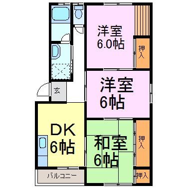メゾン新美(3DK/3階)の間取り写真