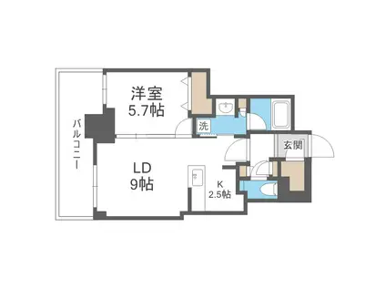 ザ・札幌タワーズ ウエストタワー(1LDK/8階)の間取り写真