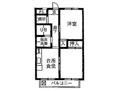 ヒルハイツ中田(2DK/1階)の間取り写真