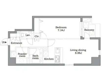 レジディア東麻布(1LDK/8階)の間取り写真