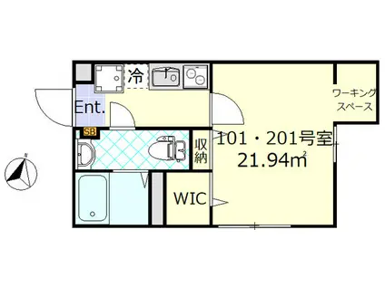 ルノン平井(1K/1階)の間取り写真