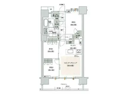 ザ・パークハウス谷中道灌山テラス(3LDK/10階)の間取り写真