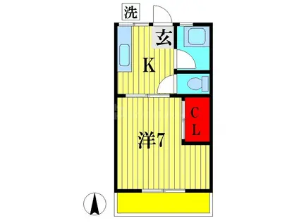 シティハイムコーポあらくA(1K/1階)の間取り写真