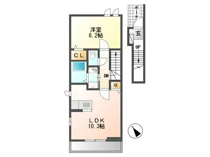 ラフレシール神郷(1LDK/2階)の間取り写真