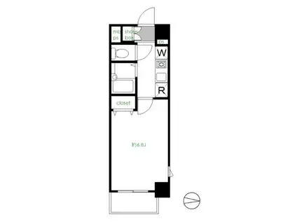 メインステージ日本橋箱崎II(1K/8階)の間取り写真