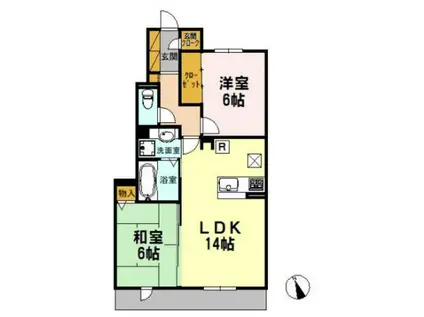 北野翠亭II(2LDK/1階)の間取り写真