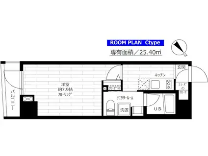 ステージファースト駒沢(1K/7階)の間取り写真