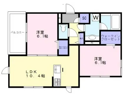 メゾンクレール(2LDK/3階)の間取り写真