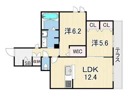 ROSEAU御影山手(2LDK/1階)の間取り写真