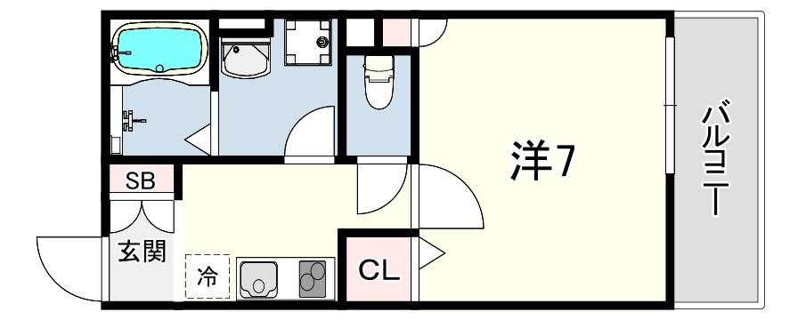 クレリア神戸(1K/1階)の間取り写真